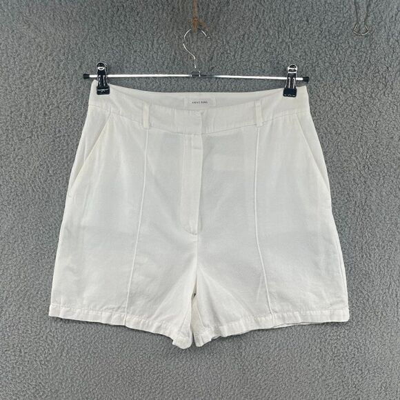 Anine Bing Mila White Shorts Linen Blend Size 38 Medium - Picture 4 of 13